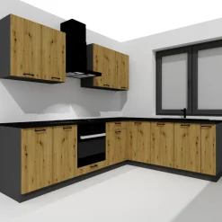 Cucina angolare 260x200cm completa componibile moderna rovere grafite Crono