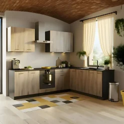 Cucina angolare 260x200cm completa componibile moderna rovere grafite Crono