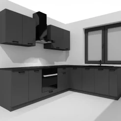 Cucina angolare 260x200cm completa componibile moderna grafite Crono