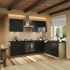 Cucina angolare 260x200cm completa componibile moderna nera Etrax