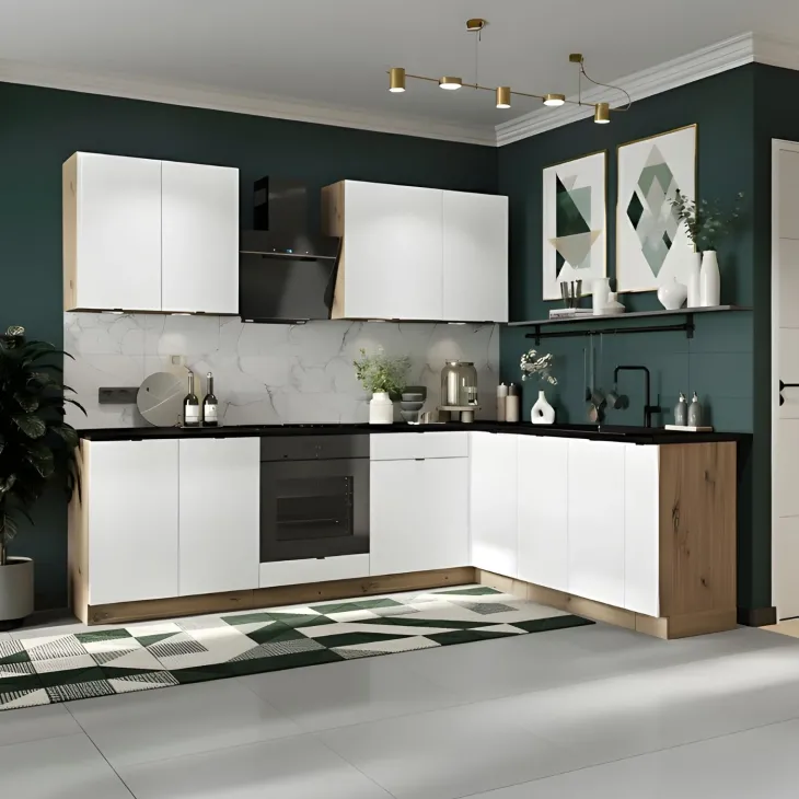 Cucina angolare 260x200cm completa componibile moderna bianca Starter