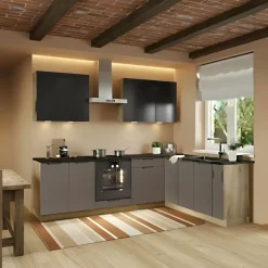Cucina angolare 260x200cm completa componibile moderna marrone antracite Etrax