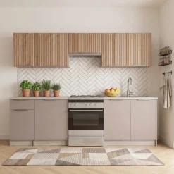 Cucina 240cm completa componibile moderna grigio rovere sonoma Taipei