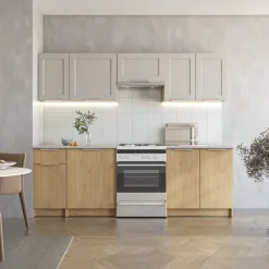 Cucina 240cm completa componibile moderna beige rovere Lainal