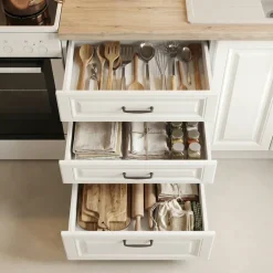Cucina 240cm completa moderna shabby componibile bianco frassinato rovere Oxford