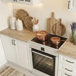 Cucina 240cm completa moderna shabby componibile bianco frassinato rovere Oxford