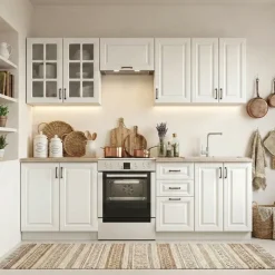 Cucina 240cm completa moderna shabby componibile bianco frassinato rovere Oxford