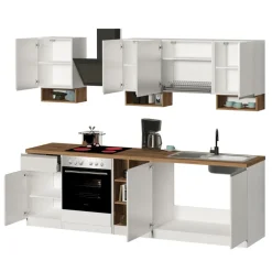 Cucina 255cm componibile lineare moderna bianco rovere Gourmet Elegance