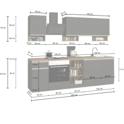 Cucina 255cm componibile lineare moderna bianco rovere Gourmet Elegance