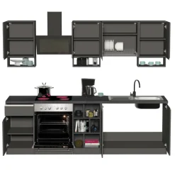 Cucina 255cm componibile lineare moderna antracite grigio pietra Gourmet Elegance