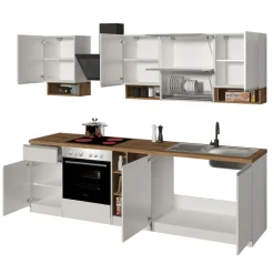 Cucina 255cm componibile lineare moderna bianco rovere Gourmet Pure