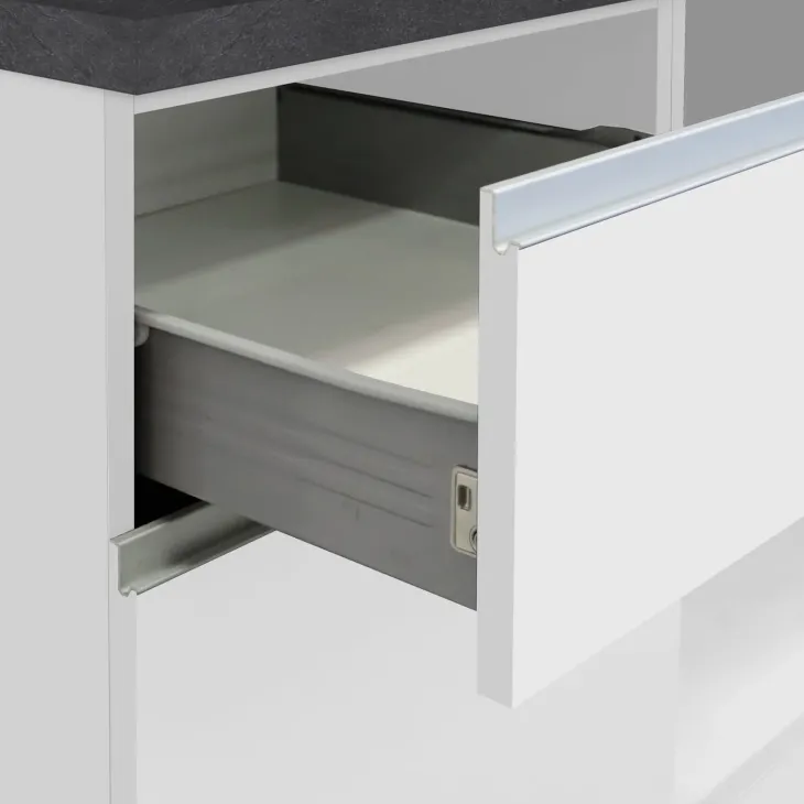 Cucina 255cm componibile lineare moderna bianco grigio pietra Gourmet Pure