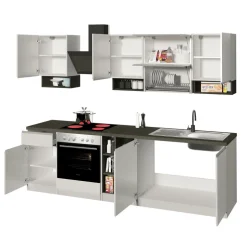 Cucina 255cm componibile lineare moderna bianco grigio pietra Gourmet Pure