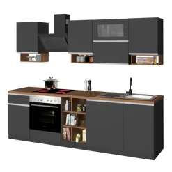 Cucina 255cm componibile lineare moderna antracite rovere Gourmet Pure