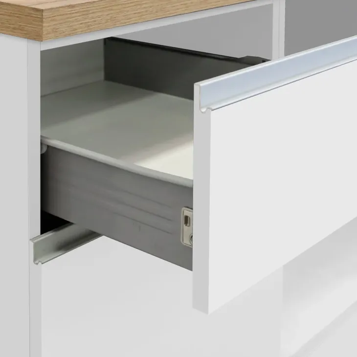 Cucina 255cm componibile lineare moderna bianco rovere Gourmet Prestige
