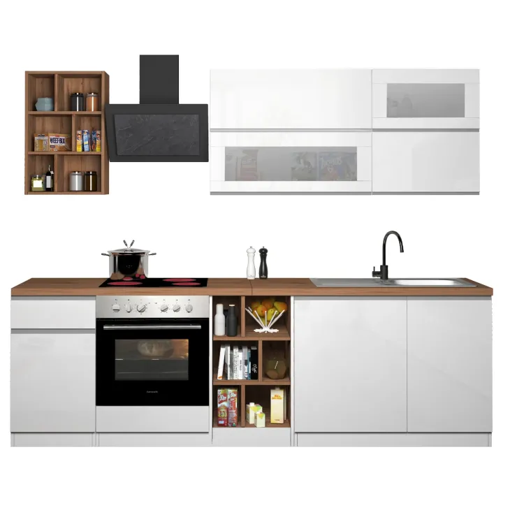 Cucina 255cm componibile lineare moderna bianco rovere Gourmet Prestige