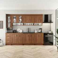 Cucina 260cm moderna componibile lineare noce Toccy