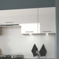 Cucina 200cm moderna componibile lineare bianca rovere Matrix