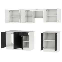 Cucina 240cm moderna componibile lineare bianco nero Wine