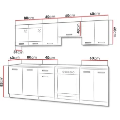Cucina 240cm moderna componibile lineare bianco nero Wine