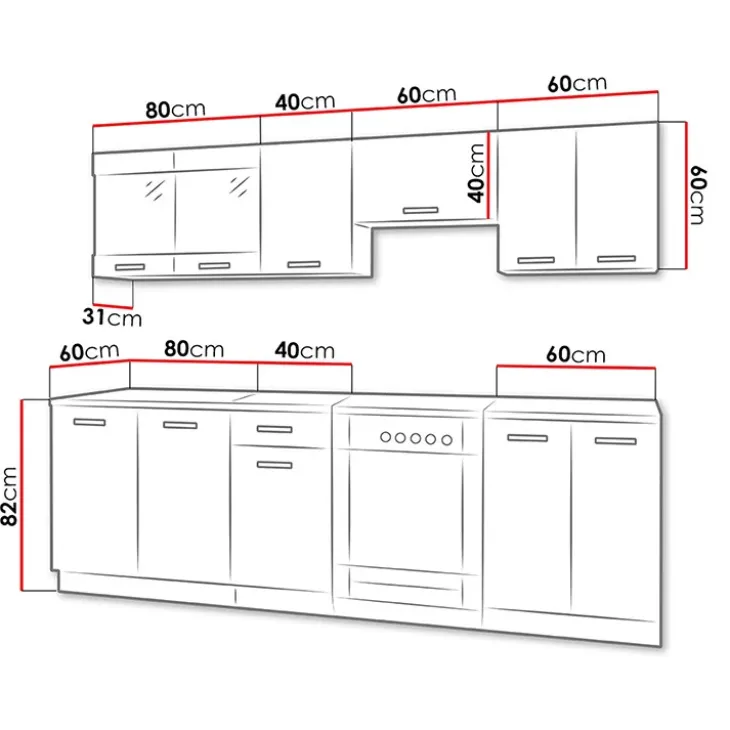 Cucina 240cm moderna componibile lineare bianco nero Wine