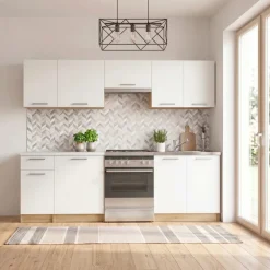 Cucina 240cm moderna componibile bianca rovere Urban