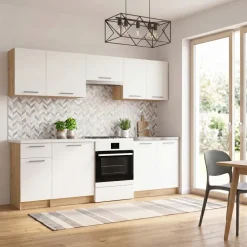 Cucina 240cm moderna componibile bianca rovere Urban