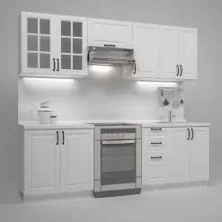Cucina 240cm moderna lineare componibile bianca Artus