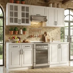 Cucina 220cm moderna lineare componibile bianca Artus