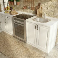 Cucina 220cm moderna lineare componibile bianca Artus