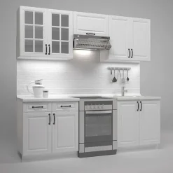Cucina 220cm moderna lineare componibile bianca Artus