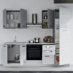 Cucina 255cm reversibile lineare bianco frassinato grigio MasterChef