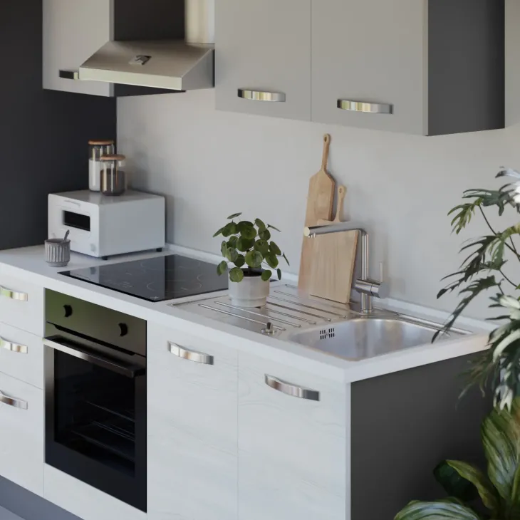 Cucina 255cm reversibile lineare bianco frassinato grigio MasterChef