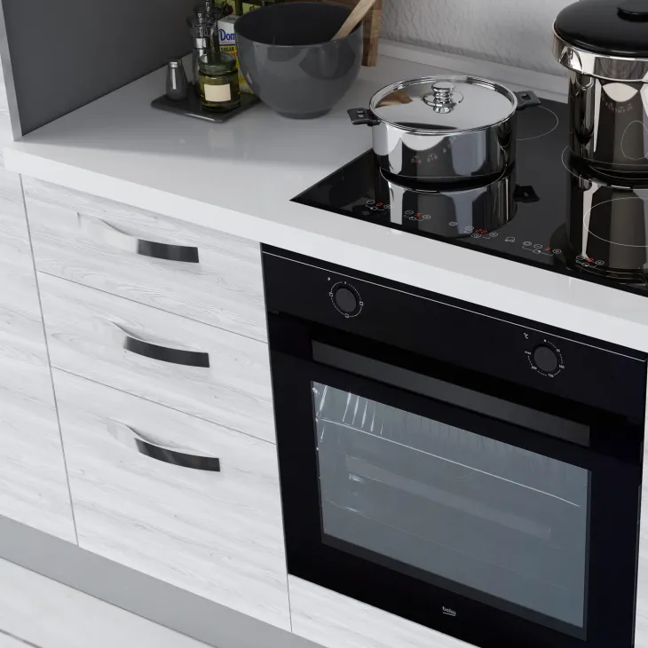 Cucina 255cm reversibile lineare bianco frassinato grigio MasterChef