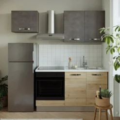Cucina 210cm reversibile moderna lineare rovere antracite CookLux