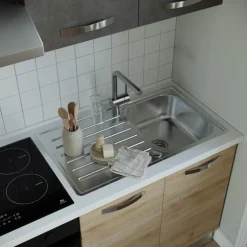 Cucina 210cm reversibile moderna lineare rovere antracite CookLux