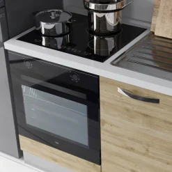 Cucina 210cm reversibile moderna lineare rovere antracite CookLux