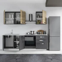 Cucina 240cm reversibile moderna lineare rovere antracite Culinary