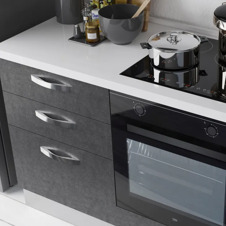 Cucina 240cm reversibile moderna lineare rovere antracite Culinary