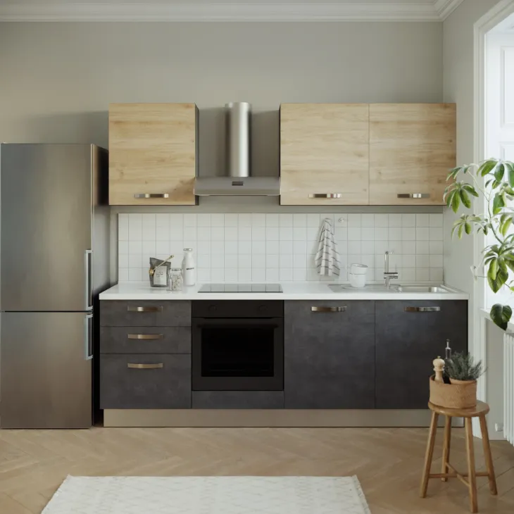 Cucina 240cm reversibile moderna lineare rovere antracite Culinary