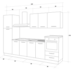 Cucina 300cm reversibile moderna lineare rovere antracite ChefStyle