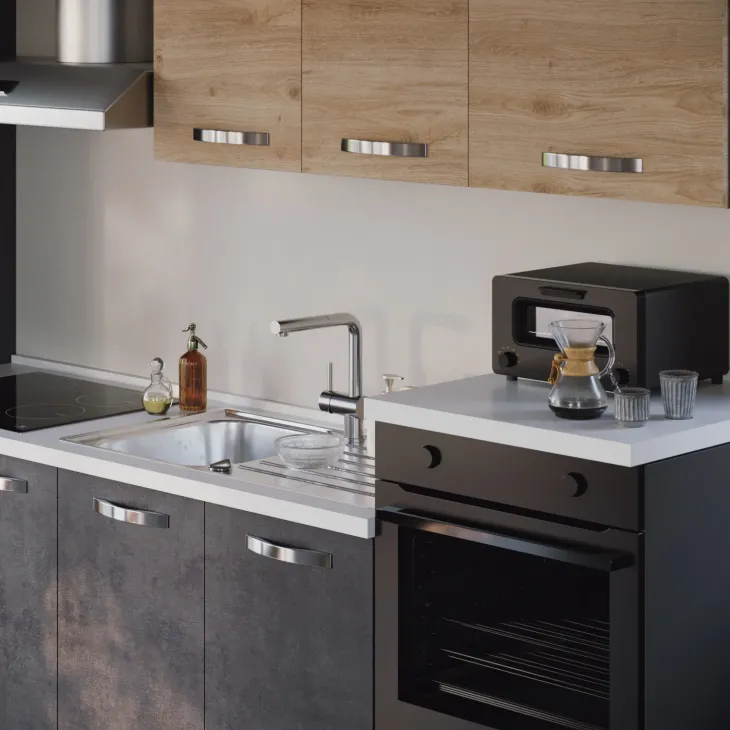 Cucina 300cm reversibile moderna lineare rovere antracite ChefStyle