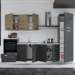 Cucina 300cm reversibile moderna lineare rovere antracite ChefStyle