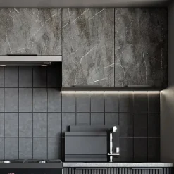 Cucina completa componibile 240cm moderna marmo nero grigio Yangon