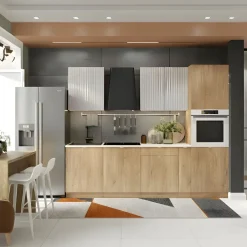 Cucina lineare 260cm completa componibile moderna rovere beige cashmere Lorely