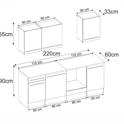 Cucina lineare 220cm completa componibile moderna rovere antracite Dakota