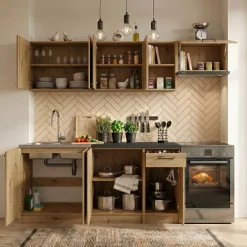 Cucina lineare 240cm completa componibile moderna quercia Dalia