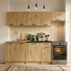 Cucina lineare 240cm completa componibile moderna quercia Dalia