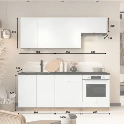 Cucina lineare 200cm completa componibile moderna bianca Starter