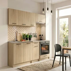 Cucina lineare 180cm completa componibile moderna con vano forno rovere sonoma Dalia